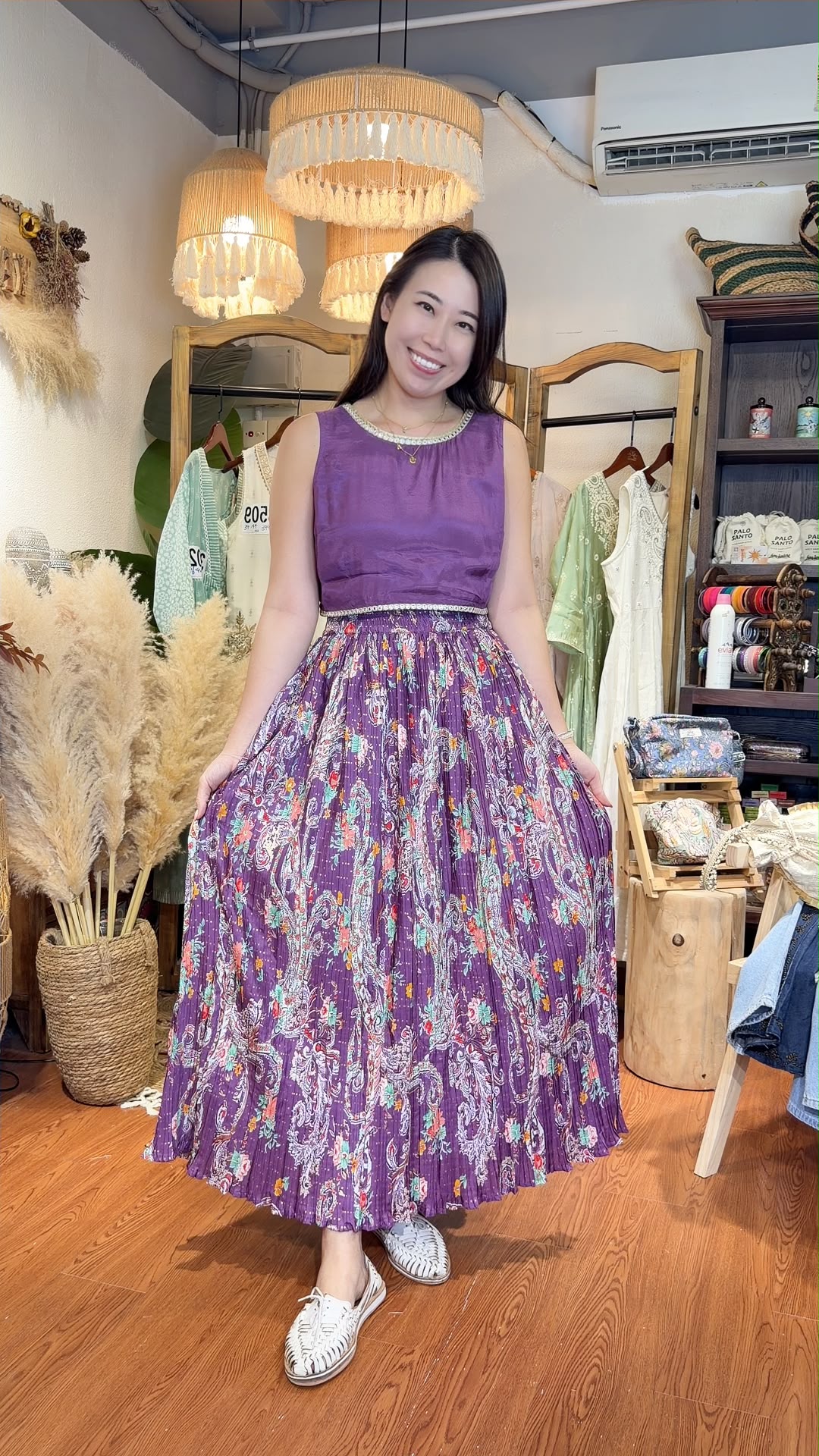 3537 Violet Sleeveless Top + Violet Skirt Set of 2