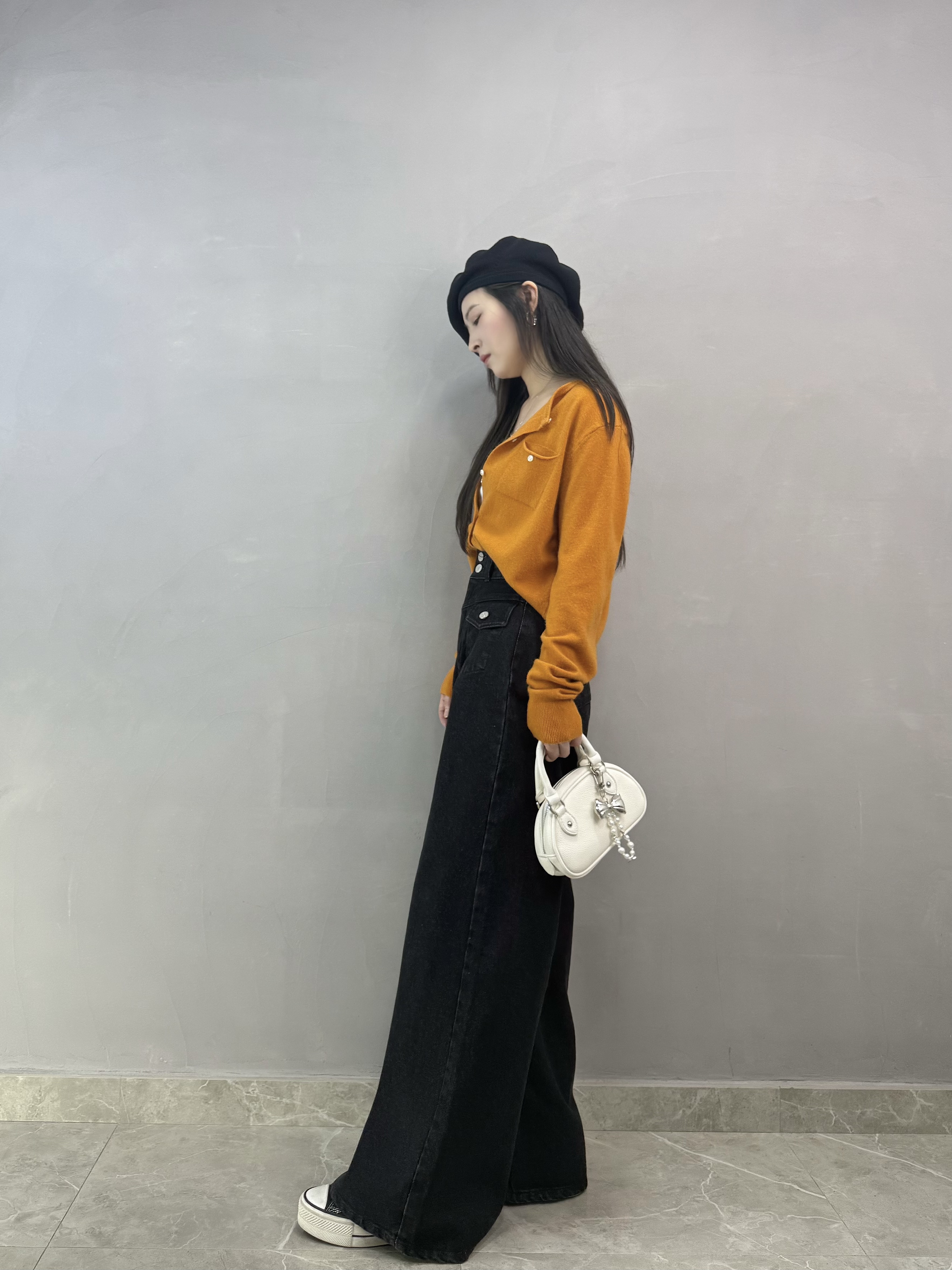 I05 加高腰雙袋牛仔闊褲