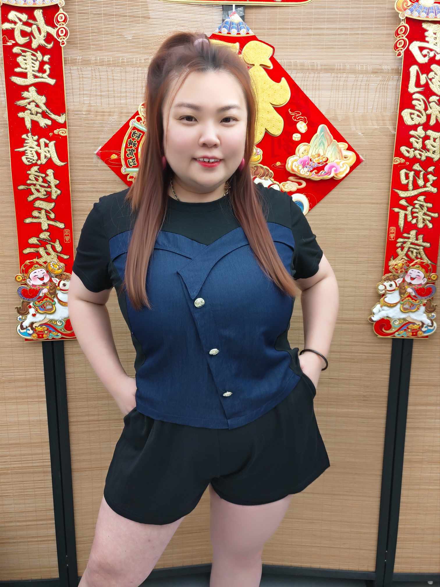 DDB11 8159(B6) 拼牛仔设计裤子套装