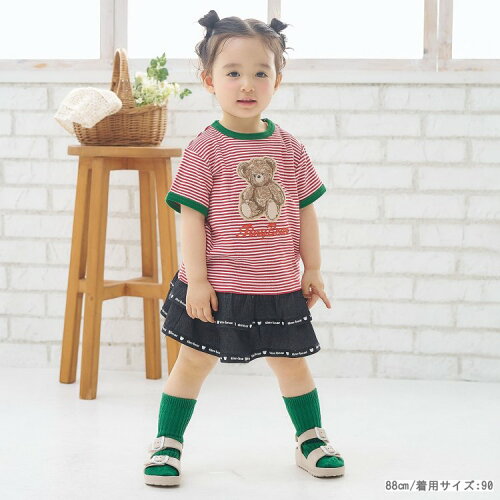 🆕【⭐訂購⭐】🇯🇵日本直送🌀小熊刺繡貼布 拼色綑邊袖 條紋短袖Tee［3款選］🌀 [ELDA-0279][260530]