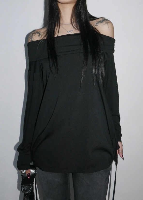 Off Shoulder Tie-Waist Long Sleeve