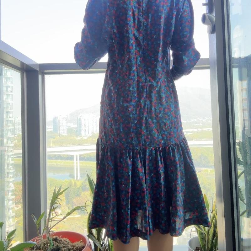 Vintage Trio Colour Fruit on Foliage Pattern Drop-Waist Flare Dress (MT2260-7)