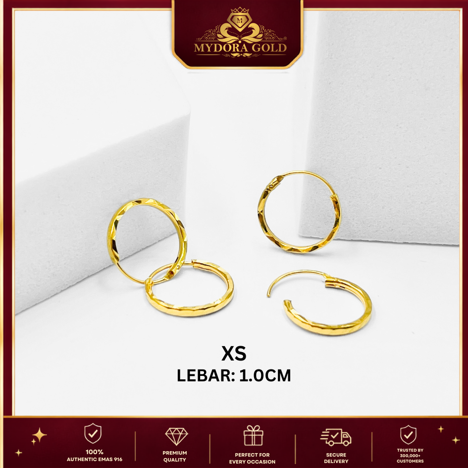 MYDORA Subang Bulat Donut | Fesyen Earrings EMAS 916/22K