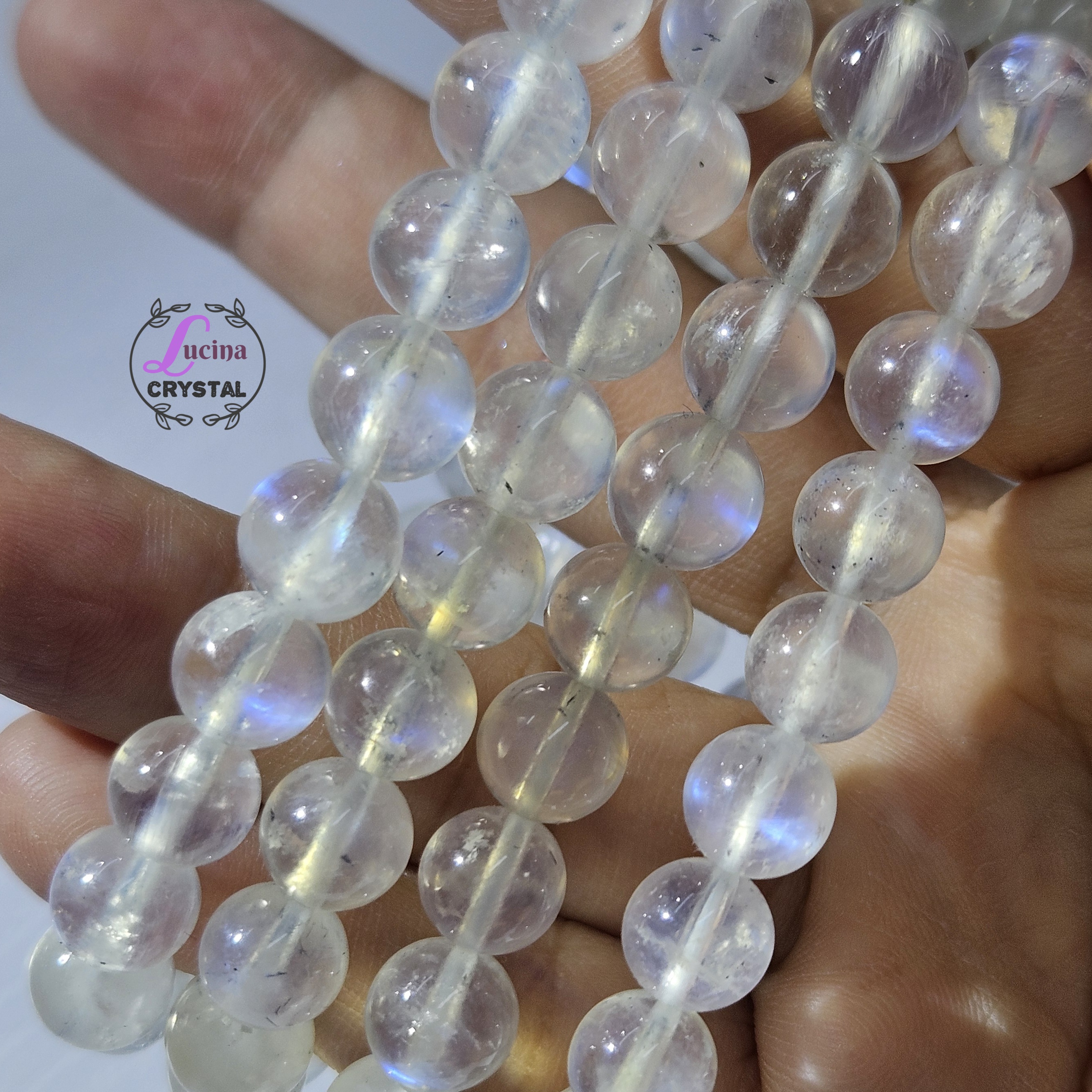 (Co#v3718)8mm+藍光月亮石手串手鏈/Moonstone Bracelet
