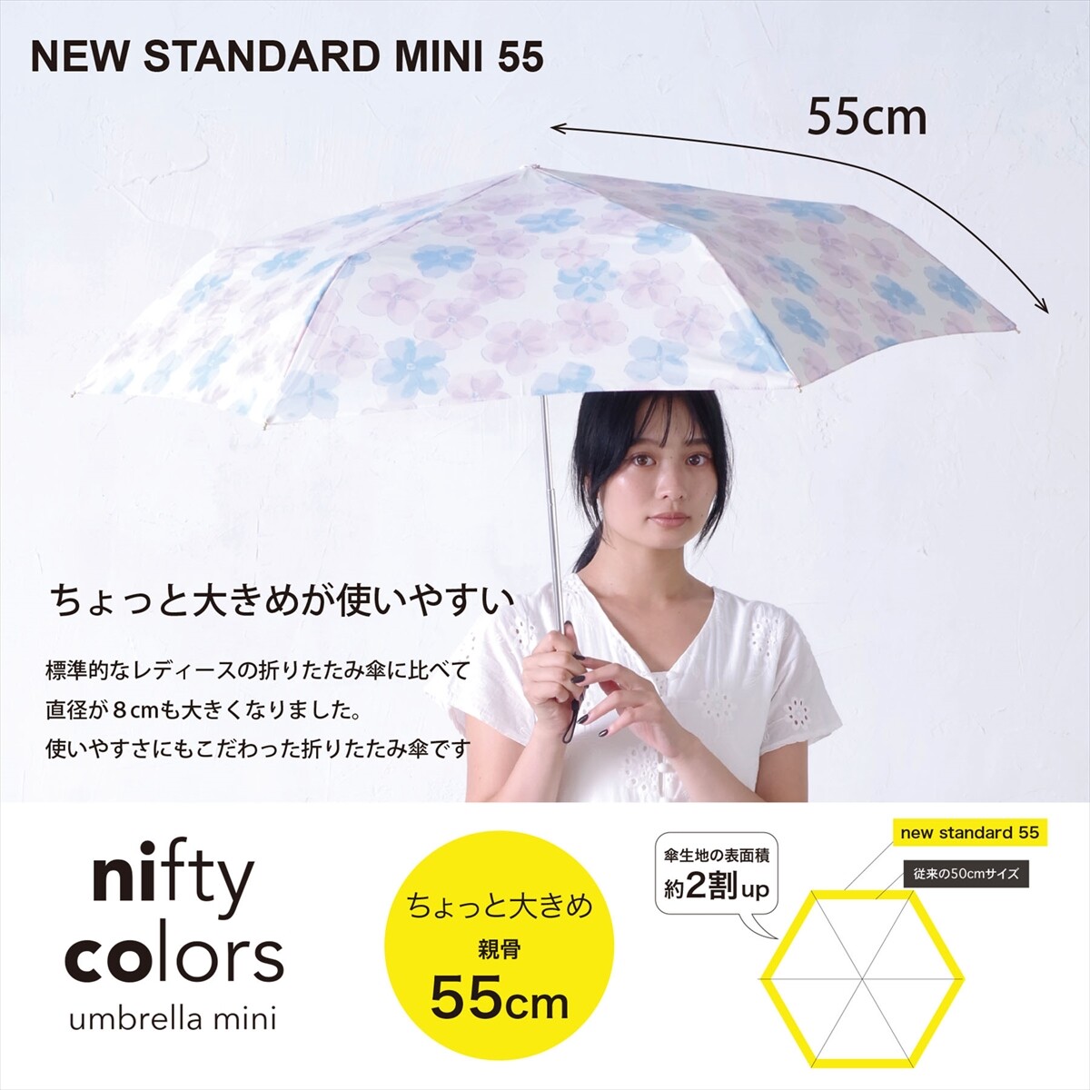 Nifty Colors 優雅花花大傘面輕量縮骨遮
