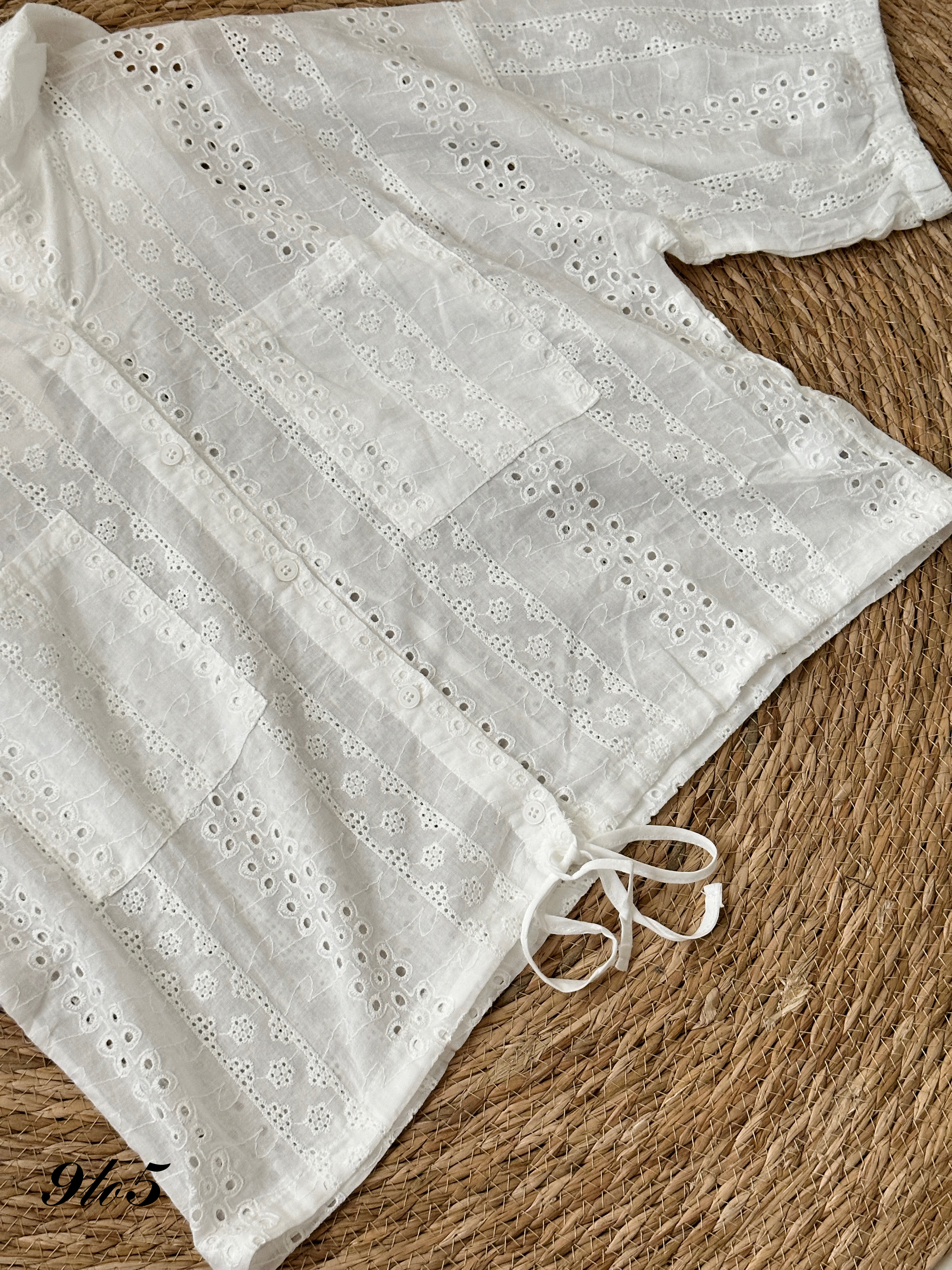 T3916 Floral Hoodie Top - White