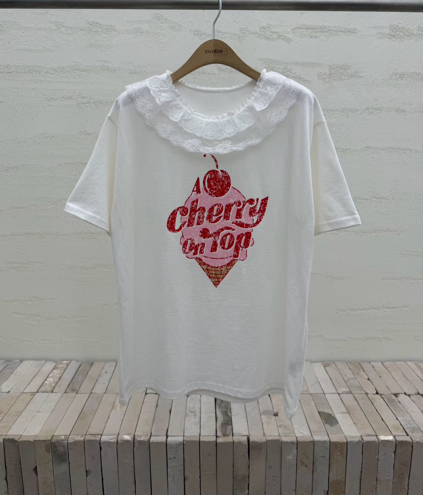 Lace 領cherry Top 