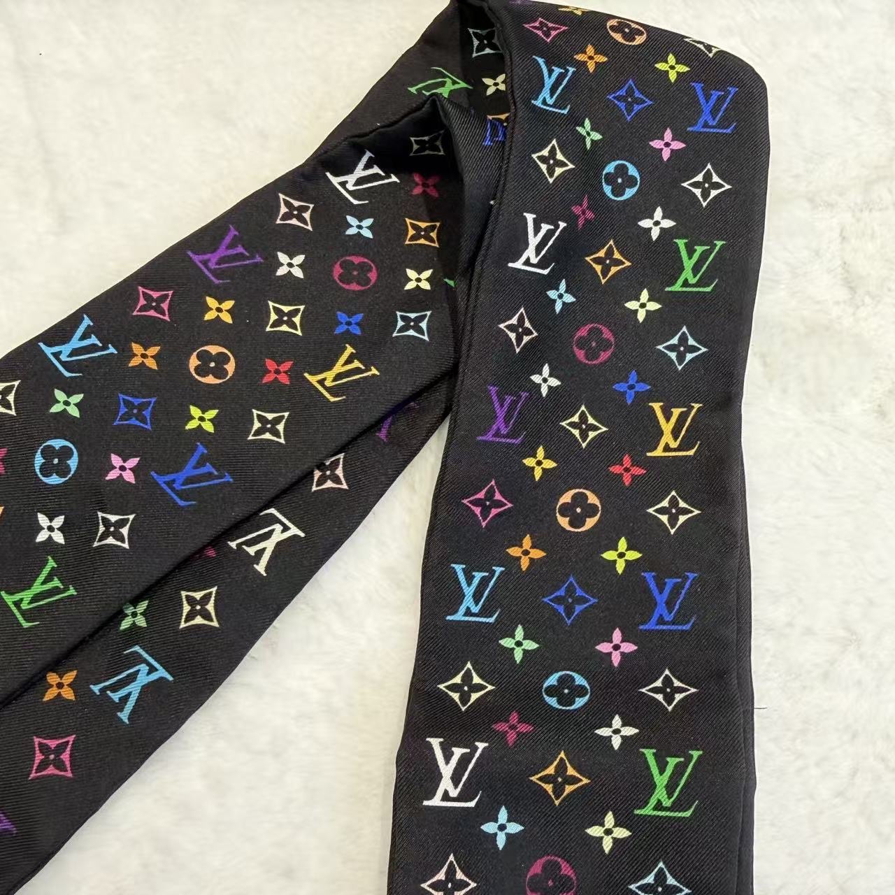 【村上隆xLV🌼 絕版限量款】 LV圍巾三彩Twilly絲巾