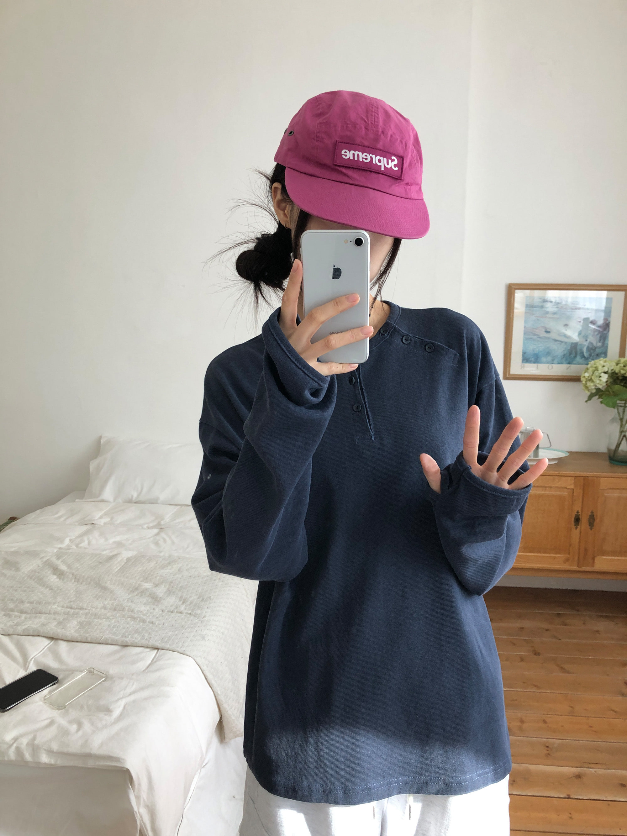 Asymmetric Button Long Sleeve