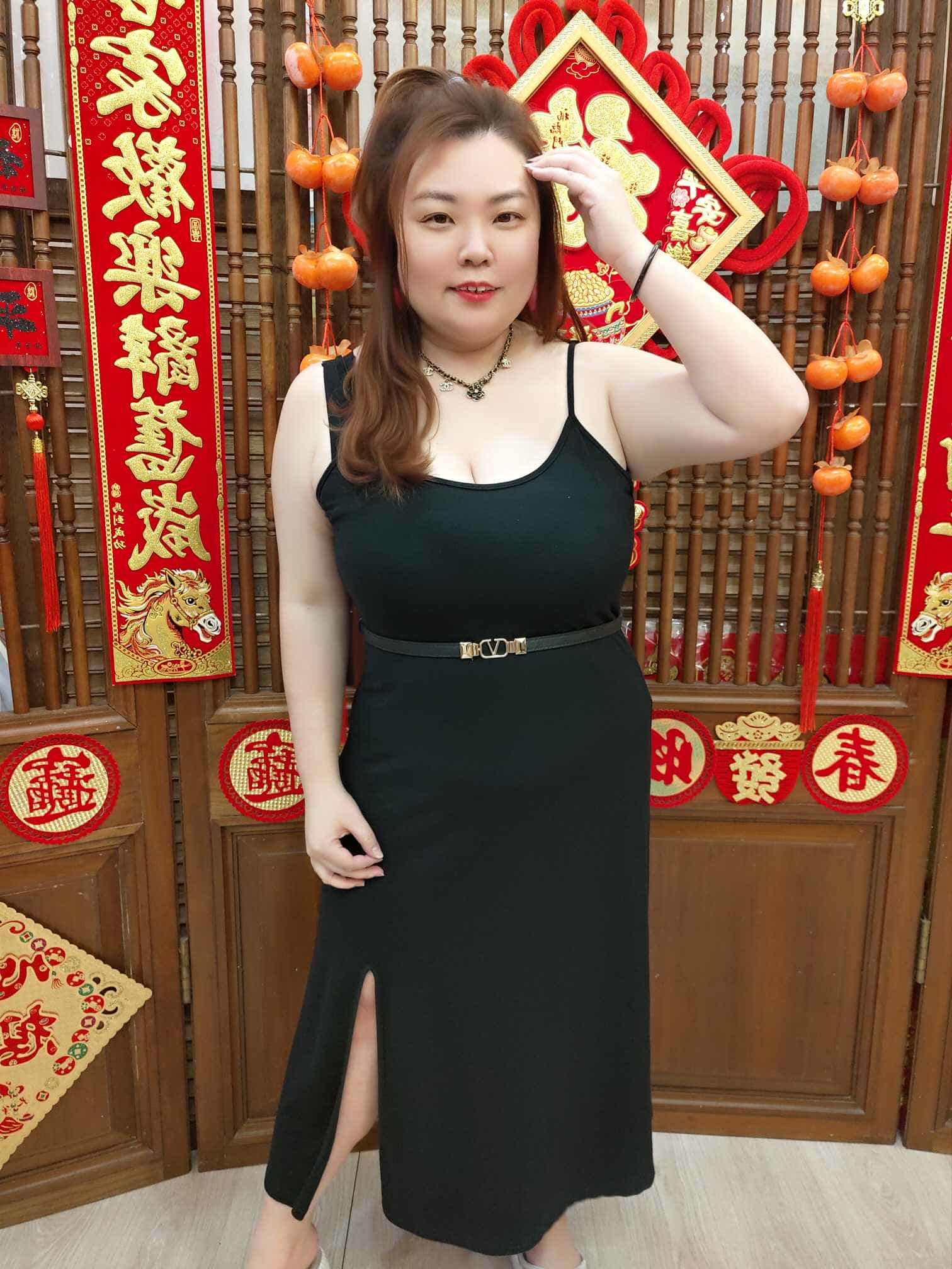 NFB08 TW#3067 开叉吊带连身长裙