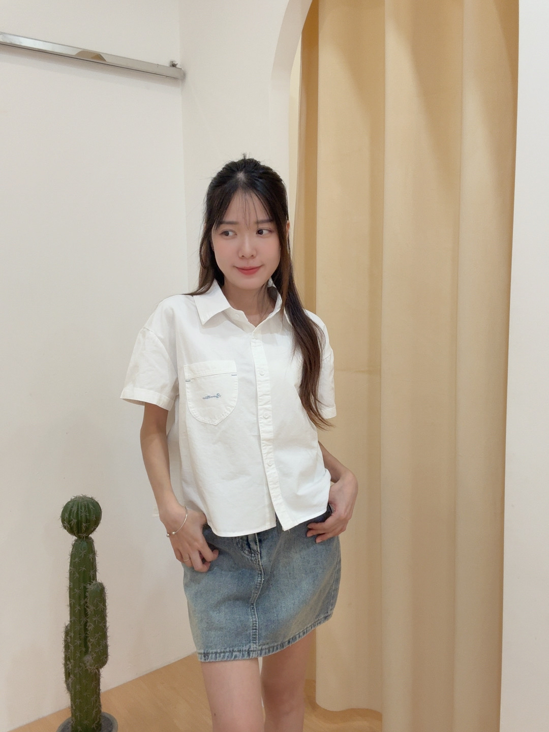 翻领字母刺绣短袖外套上衣R3067