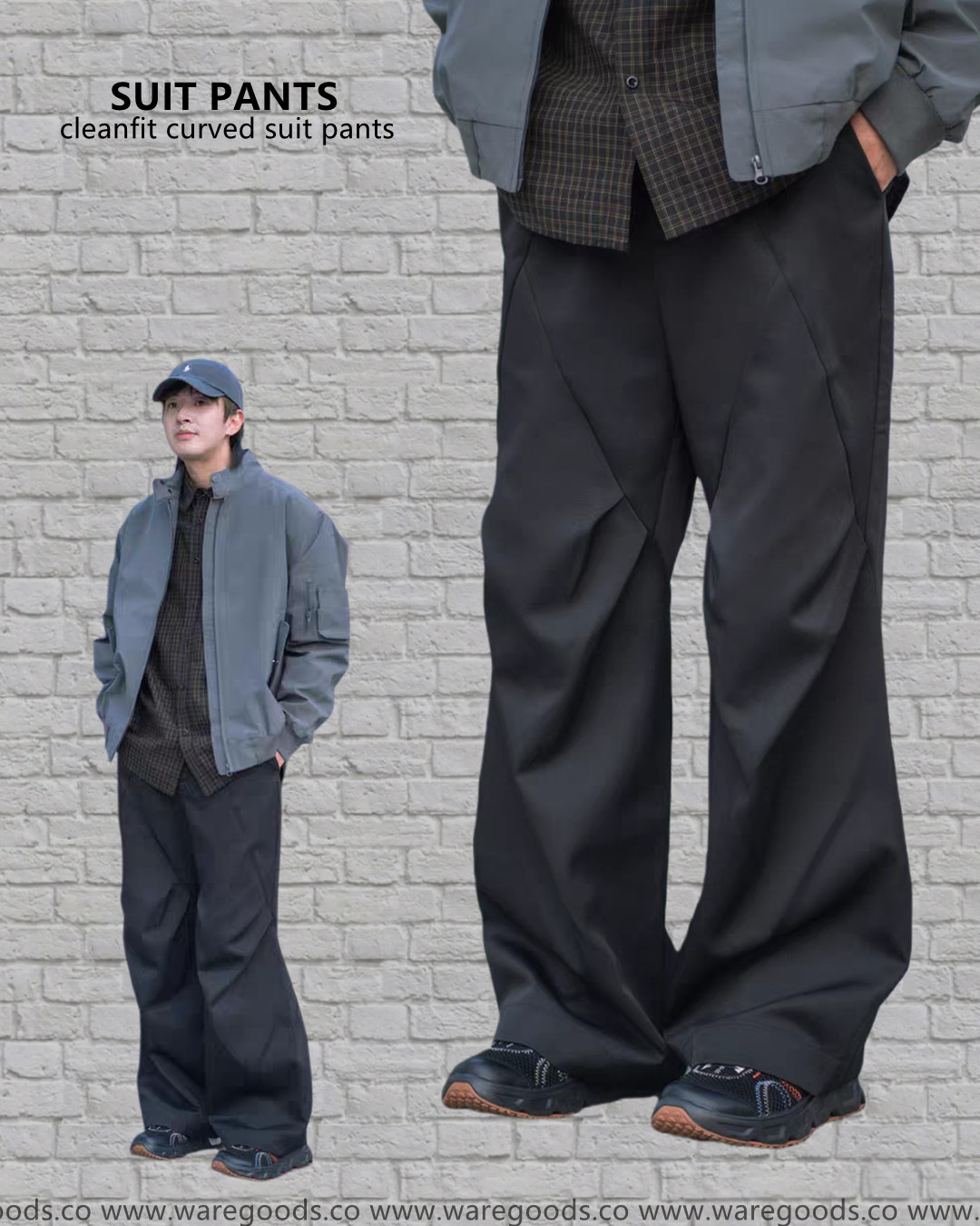 W21皺摺立體剪裁西褲