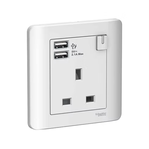施耐德 ZENcelo 凝白 13A單蘇有掣連Type A USB 插座