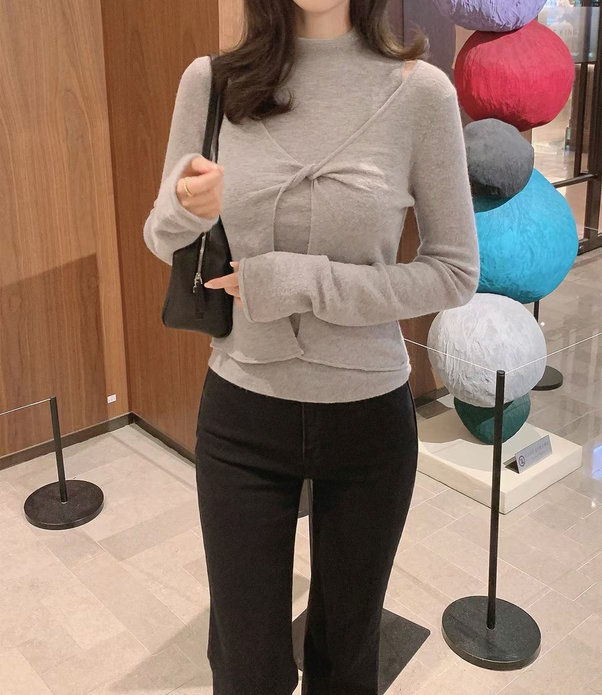 Front knot knit set up
