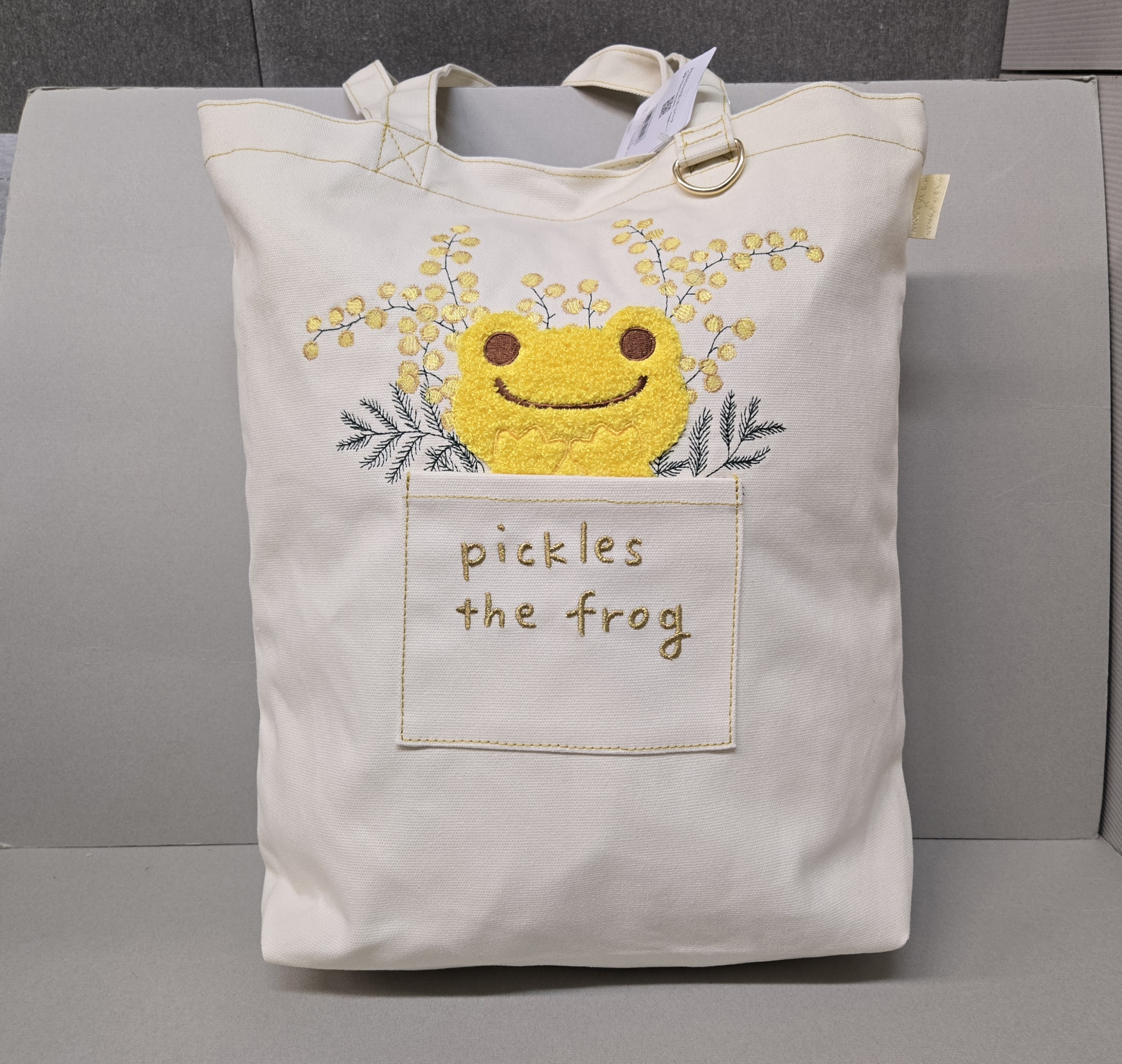 Pickles×Hibiya-kadan含羞草系列刺繡米色布袋