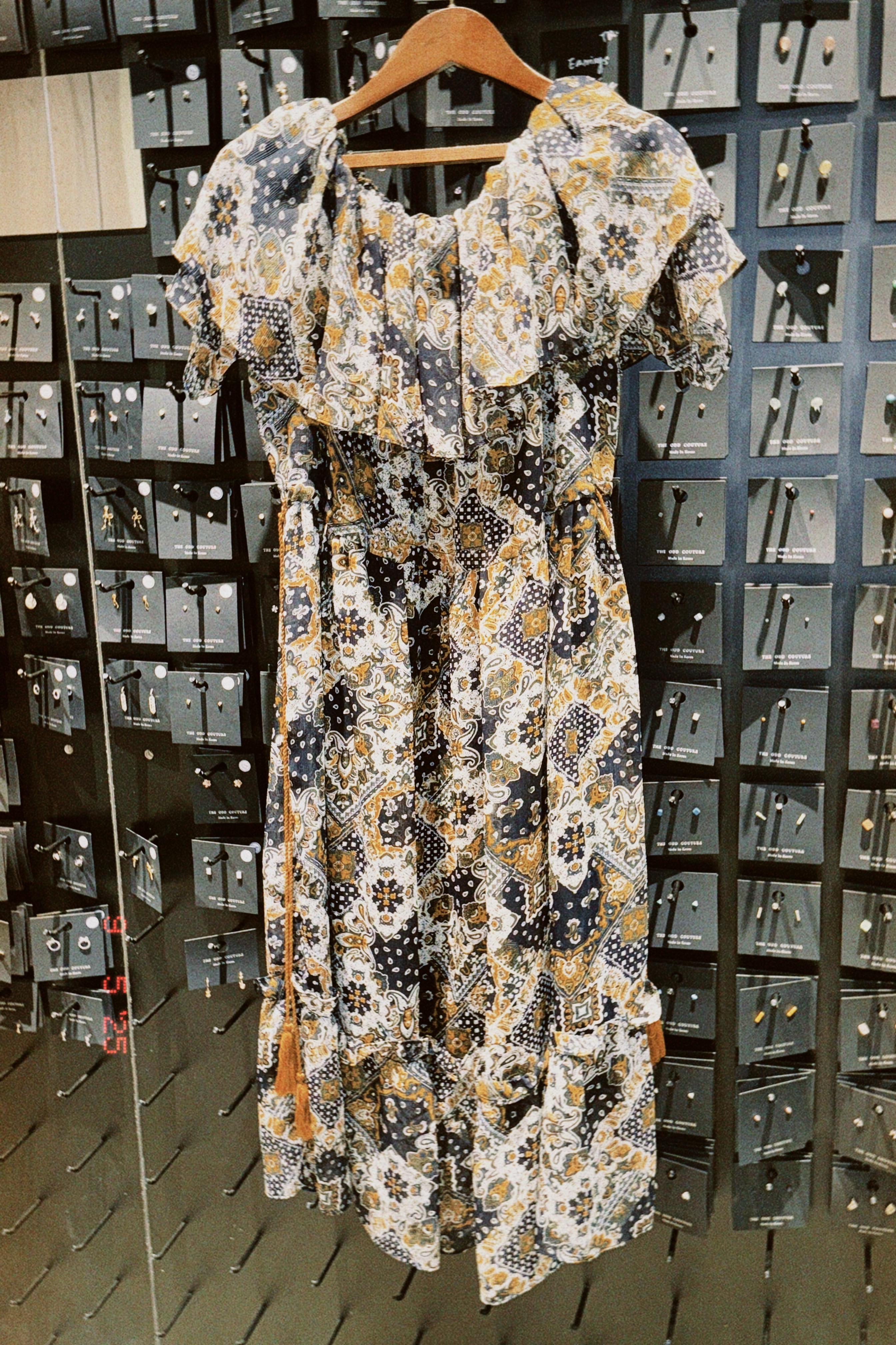 Korea Dress - Colourful Antique Pattern Off Shoulder Dress