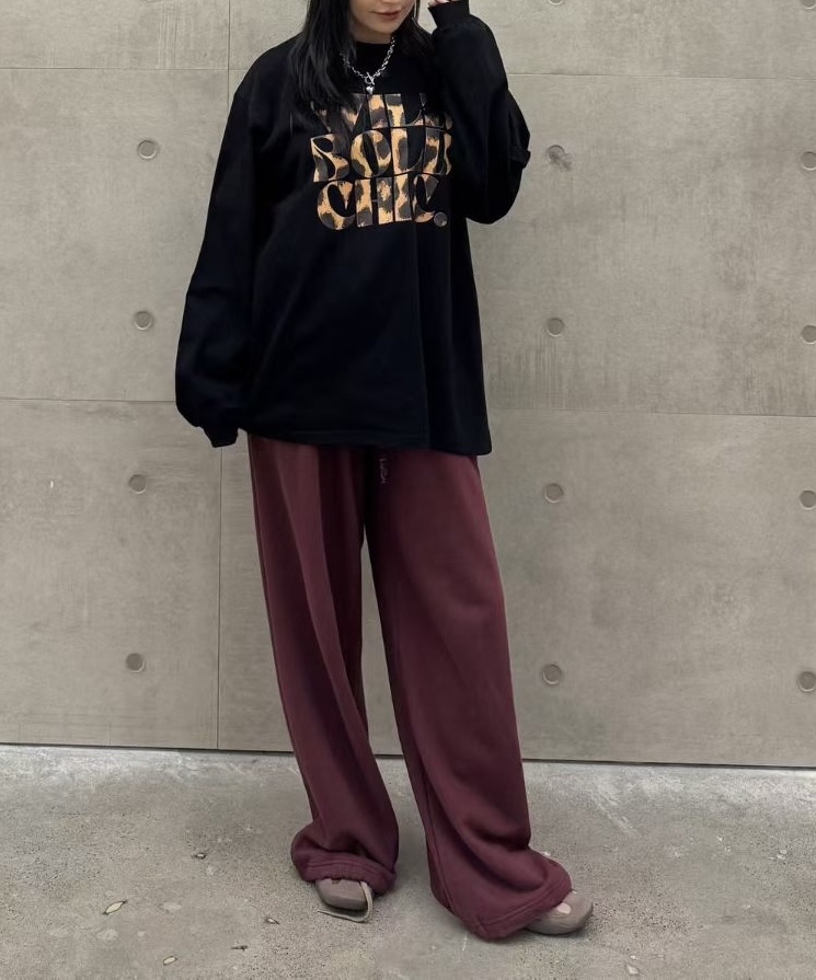 休閒圓領豹紋印花長袖T