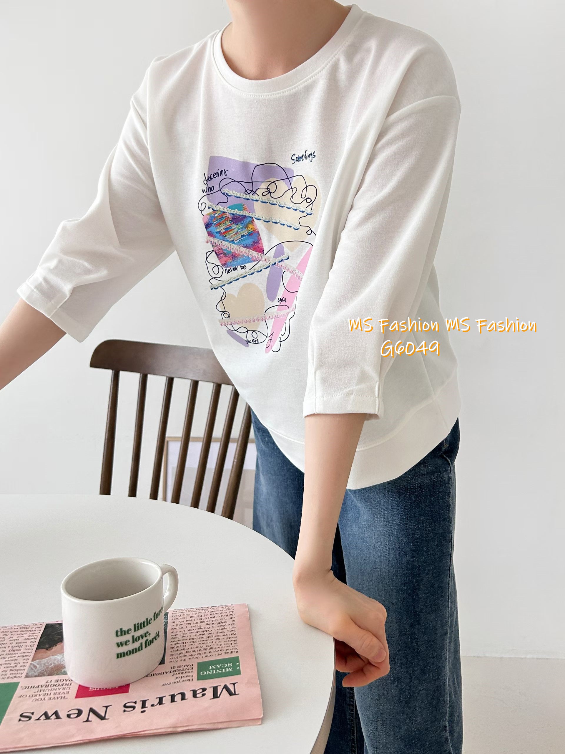 G6049 韓國🇰🇷特色幾何print top