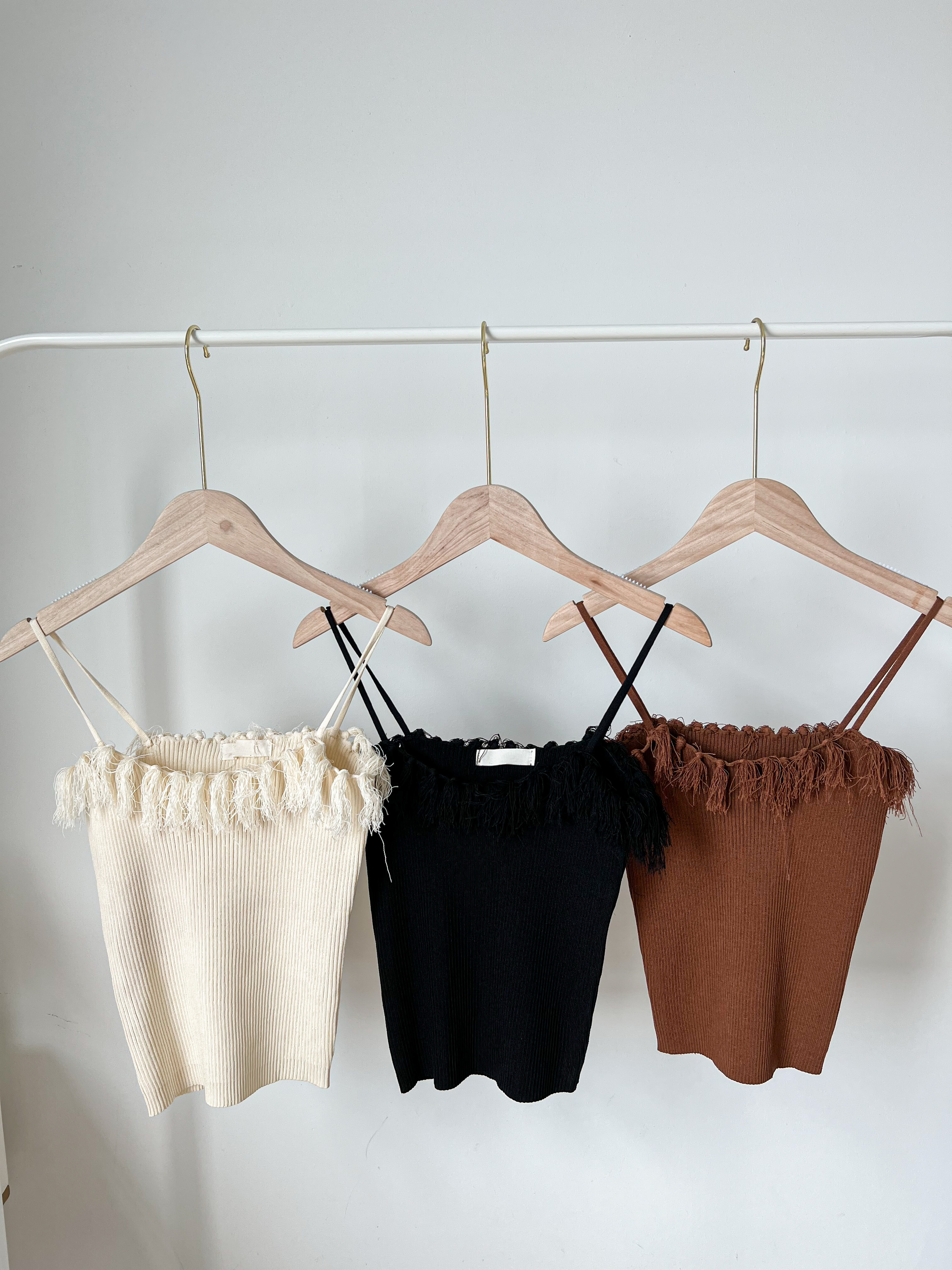 Knit-Fringe Cami Top 韩系针织流苏吊带小背心🎽 (3 Colour ) 