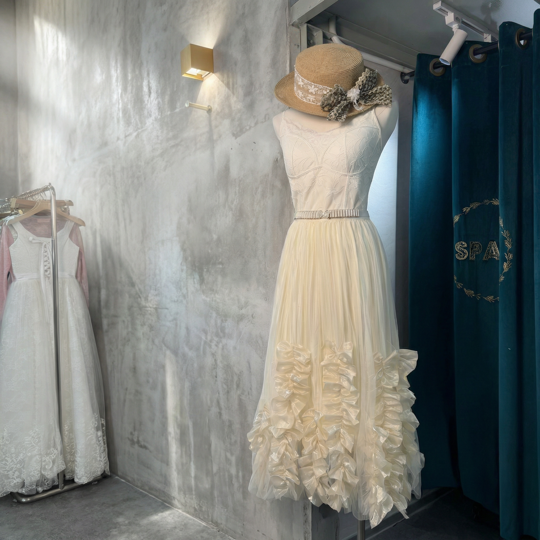 浪漫褶邊薄紗長裙