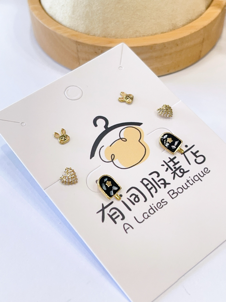 小兔子爱心耳环套装