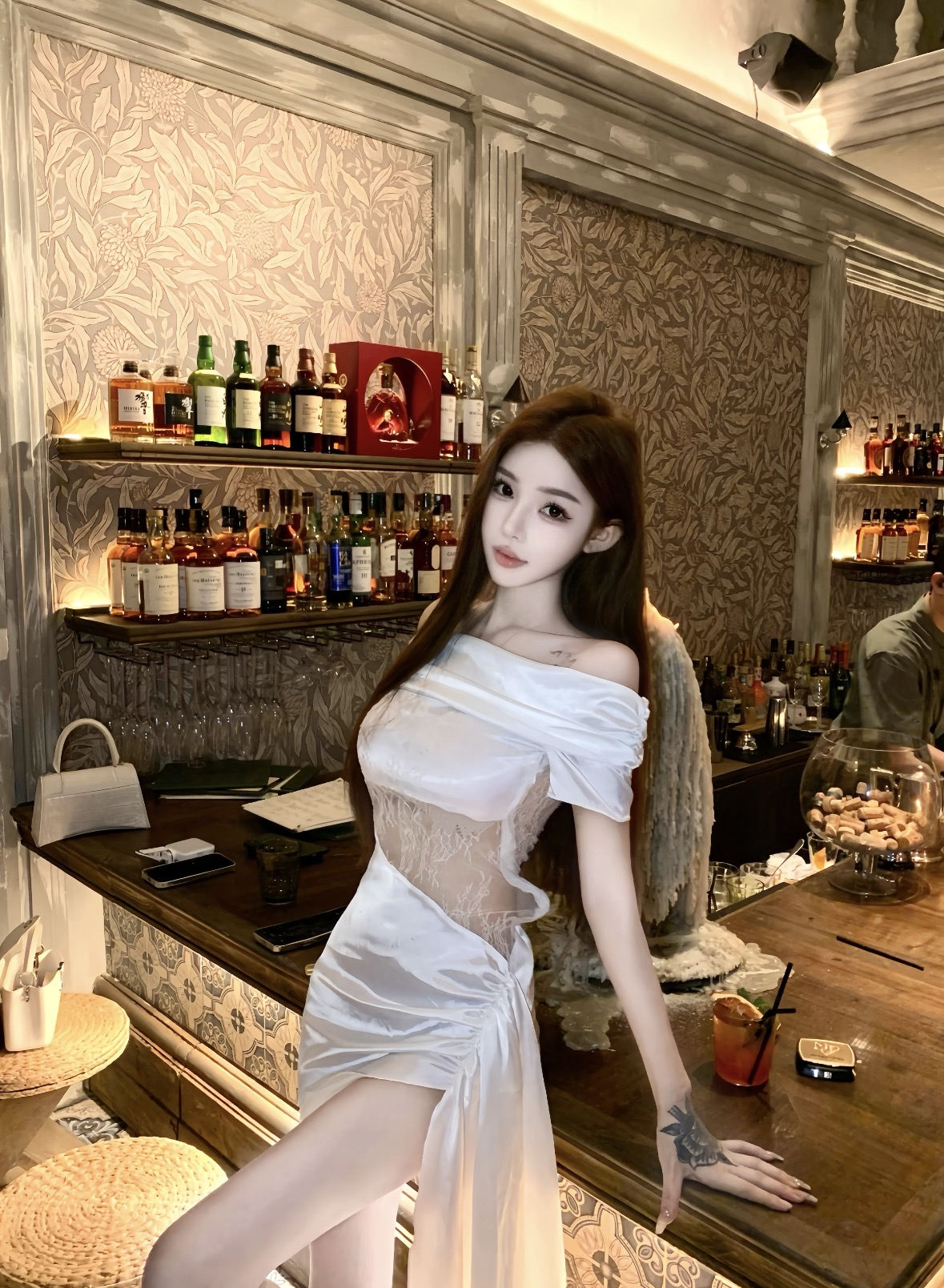 DR433欧美一字连衣裙