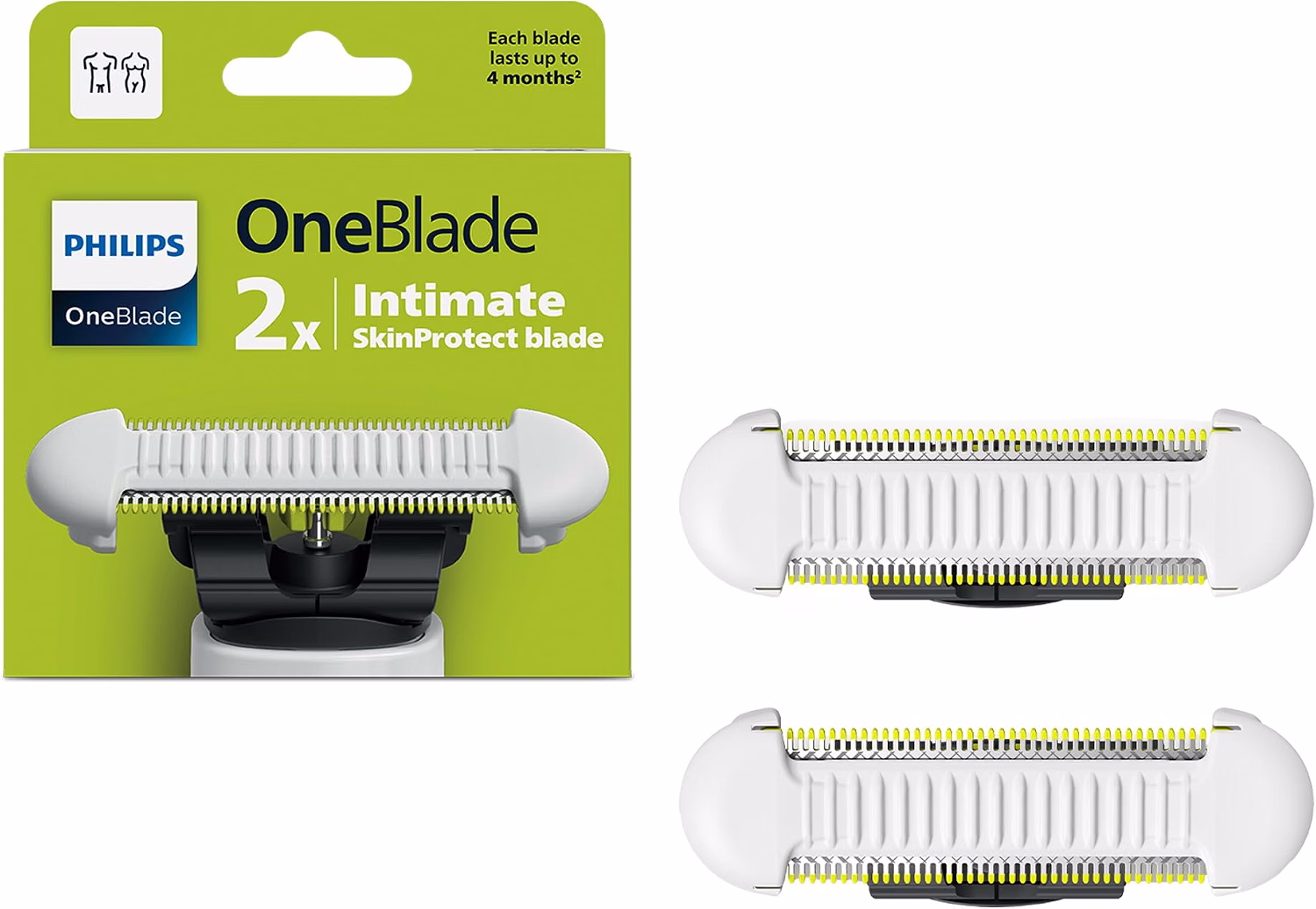 Philips OneBlade 飛利浦原廠正品護理刀頭，相容於所有 OneBlade 和 Pro QP229/50 Philips OneBlade Skin-Protect Intimate Blade Heads QP229/5