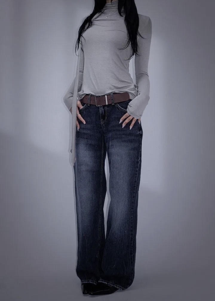 Low-Rise Washed Denim