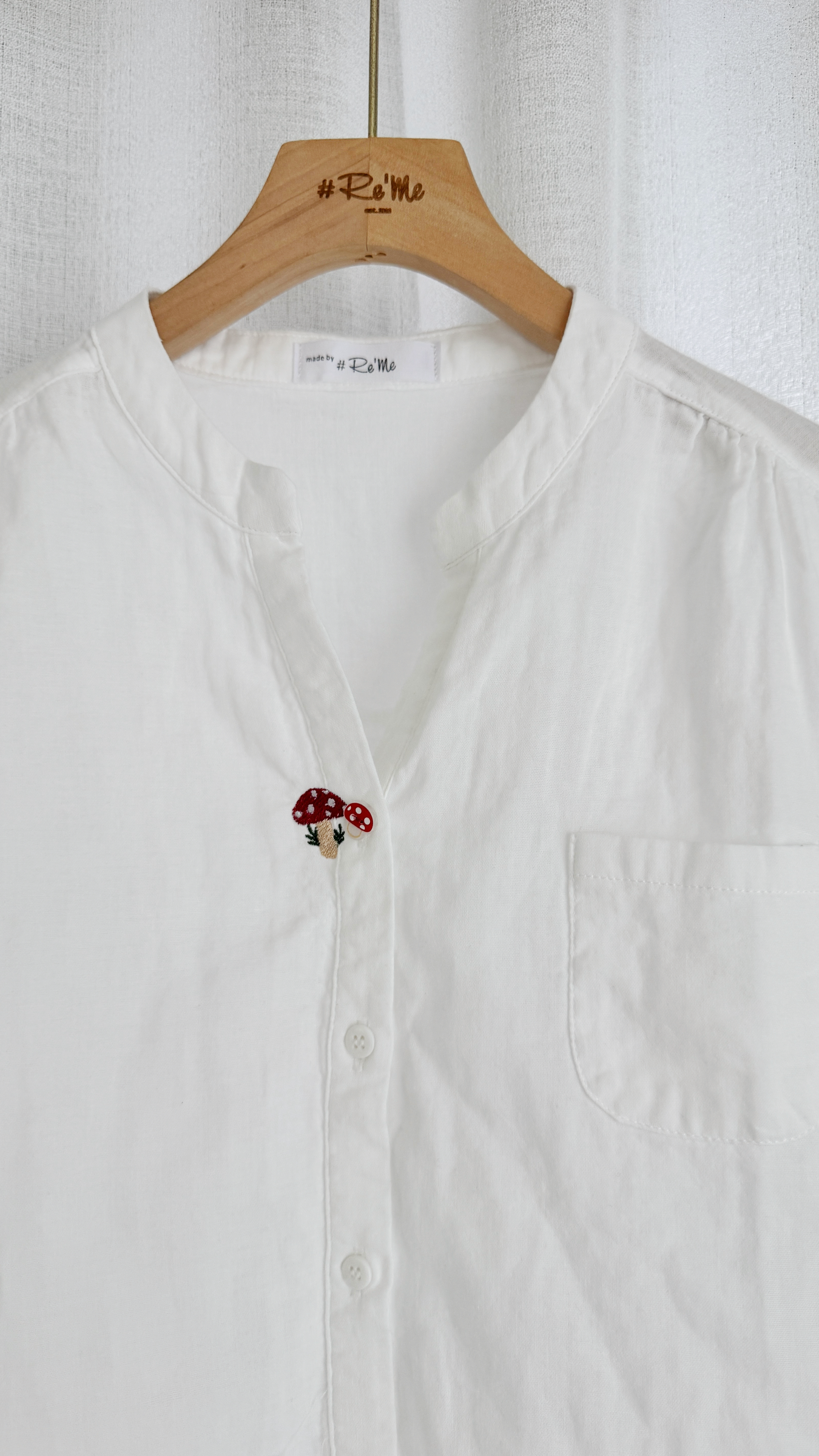 【Re‘Me Tiny Stitch 】日系手工蘑菇刺绣衬衫（下单后2-5天制作）