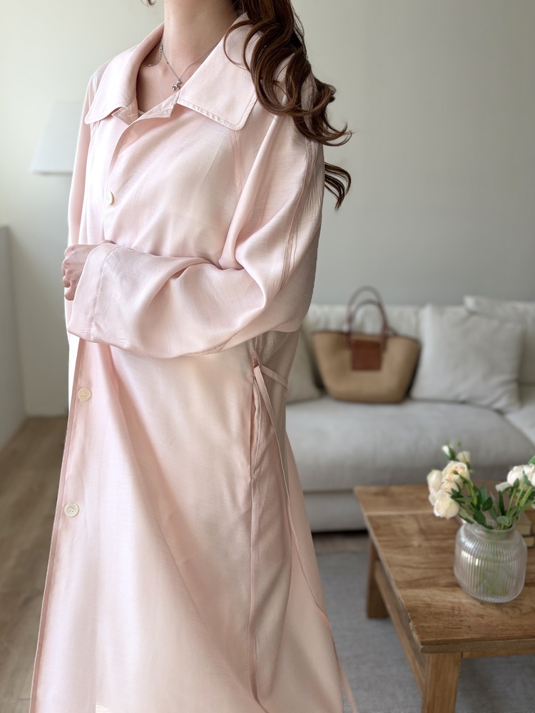 Silky Belted Trench Coat (Pink)