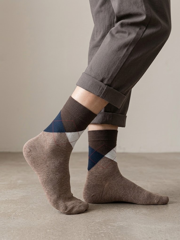 Korean Heritage Argyle Men's Mid Crew socks