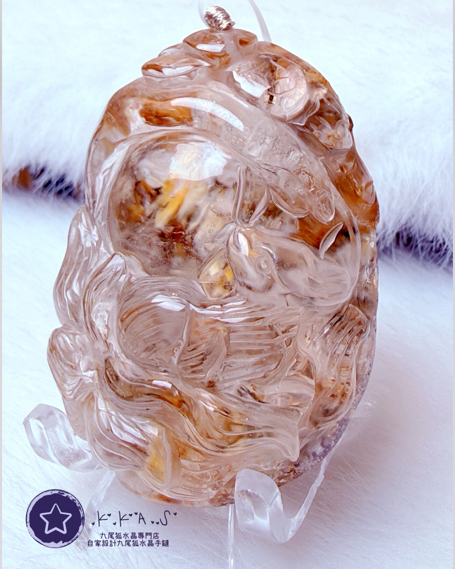 K00087 幽靈 側臉狐 - 吊墜/手牌兩用款(上下孔)