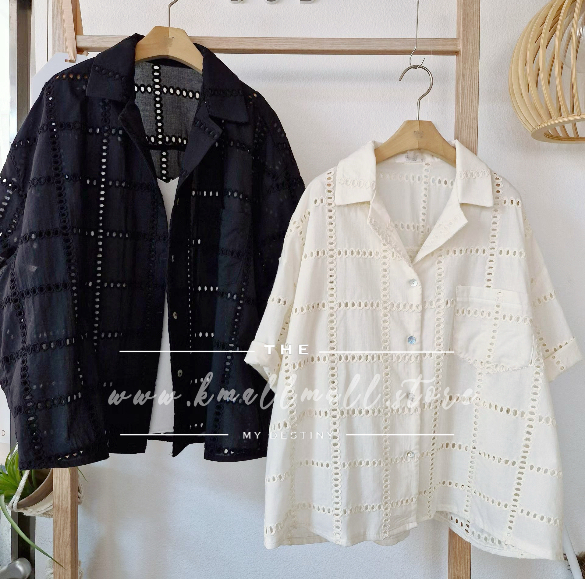 日系鑲空格紋Top/外套