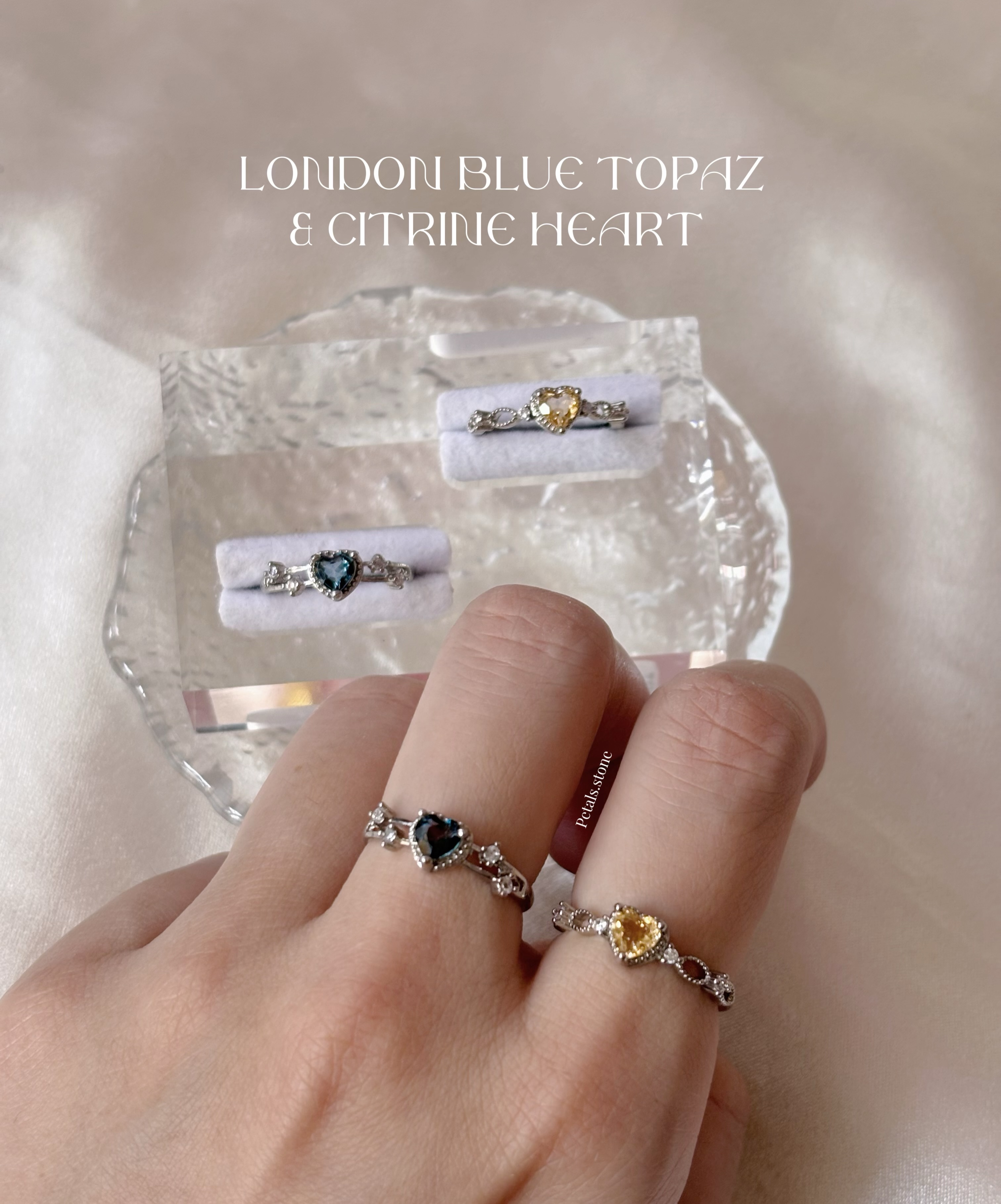 London Blue Topaz & Citrine Heart Ring💍 |  倫敦藍托帕石 黃水晶