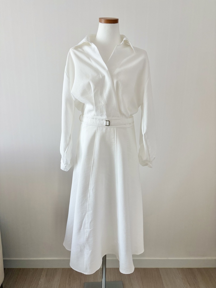 The Madeleine Belted Dress (White)