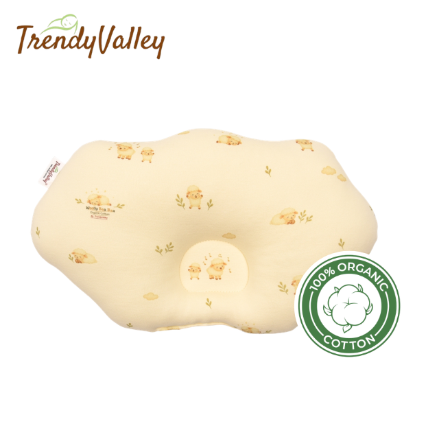 Trendyvalley Organic Cotton Baby Newborn Head Protection Dimple Pillow