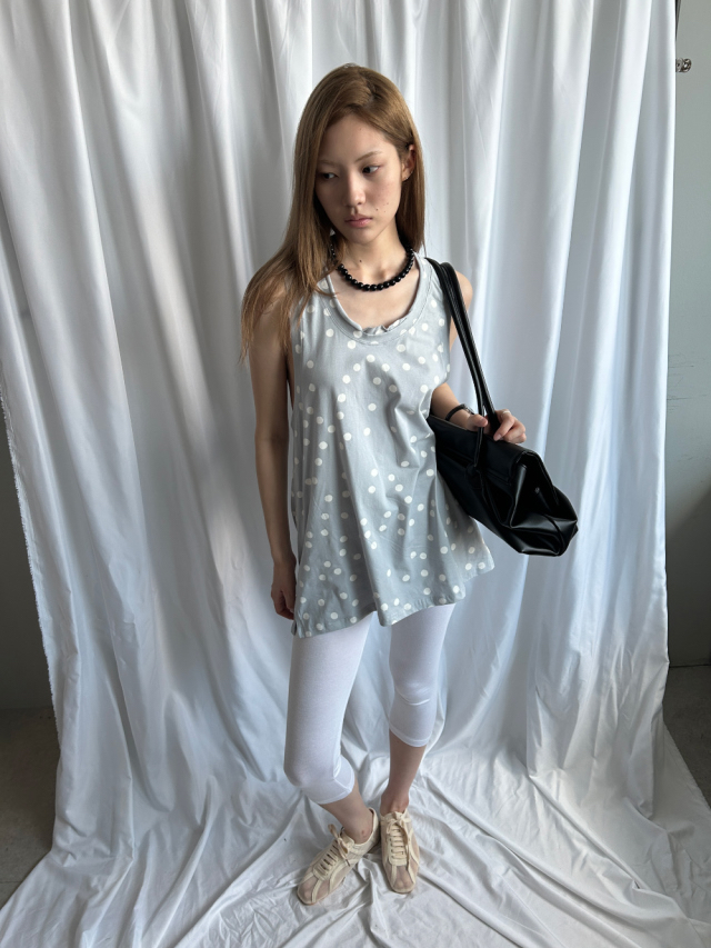 Polka Dot Cutout Tank Top