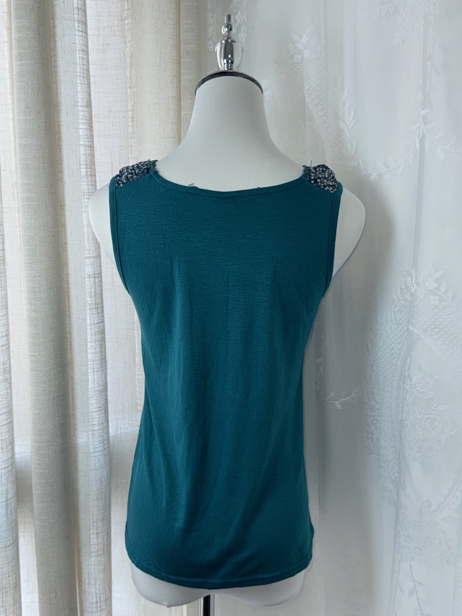 Axes Femme Teal Pleated Floral Bib Tank