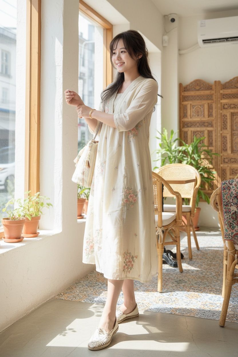 #1524 Champagne V Neck A cut Emb. OP