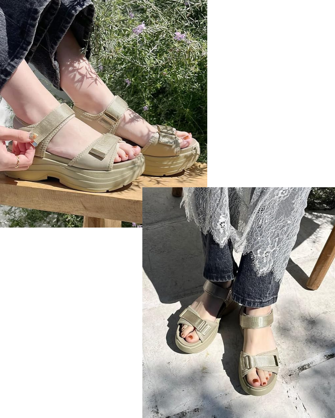 日本代購【 2026新商品 日本直送 ORiental TRaffic 超輕量厚底魔術貼運動涼鞋 Lightweight Platform Sports Sandals 】