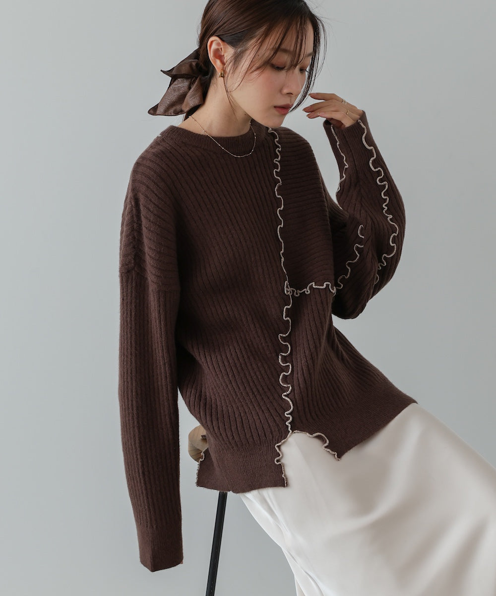 <JP> 設計感！特色滾邊軟糯Knit Top* 4色入 <預購>