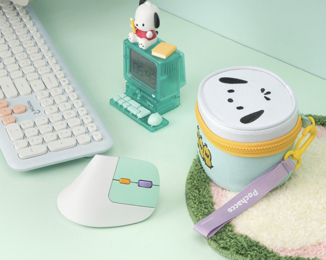 韓國 ROYCHE X Sanrio 人體工學 直立式無線滑鼠 + 收納袋 套裝｜Hello Kitty / PC狗 / Kuromi  Comfortable Vertical Mose