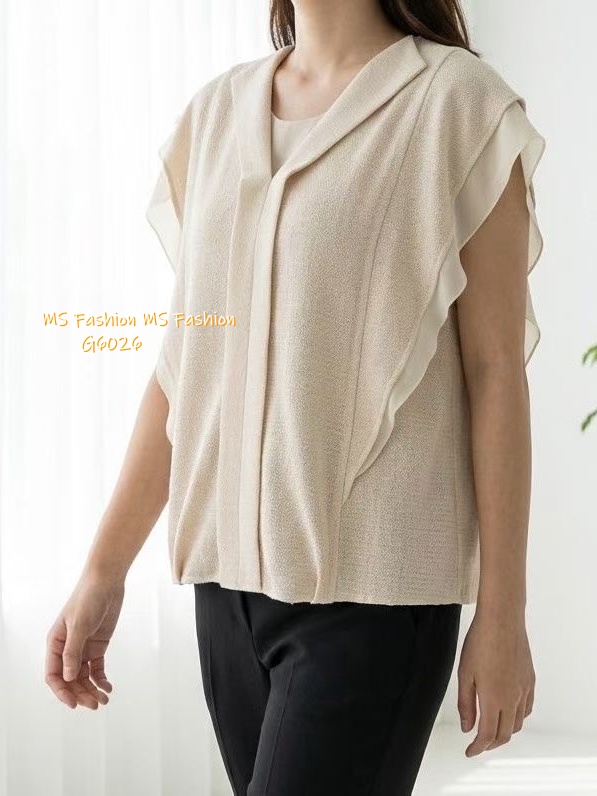 G6026 韓國🇰🇷靚色雙層ruffle top