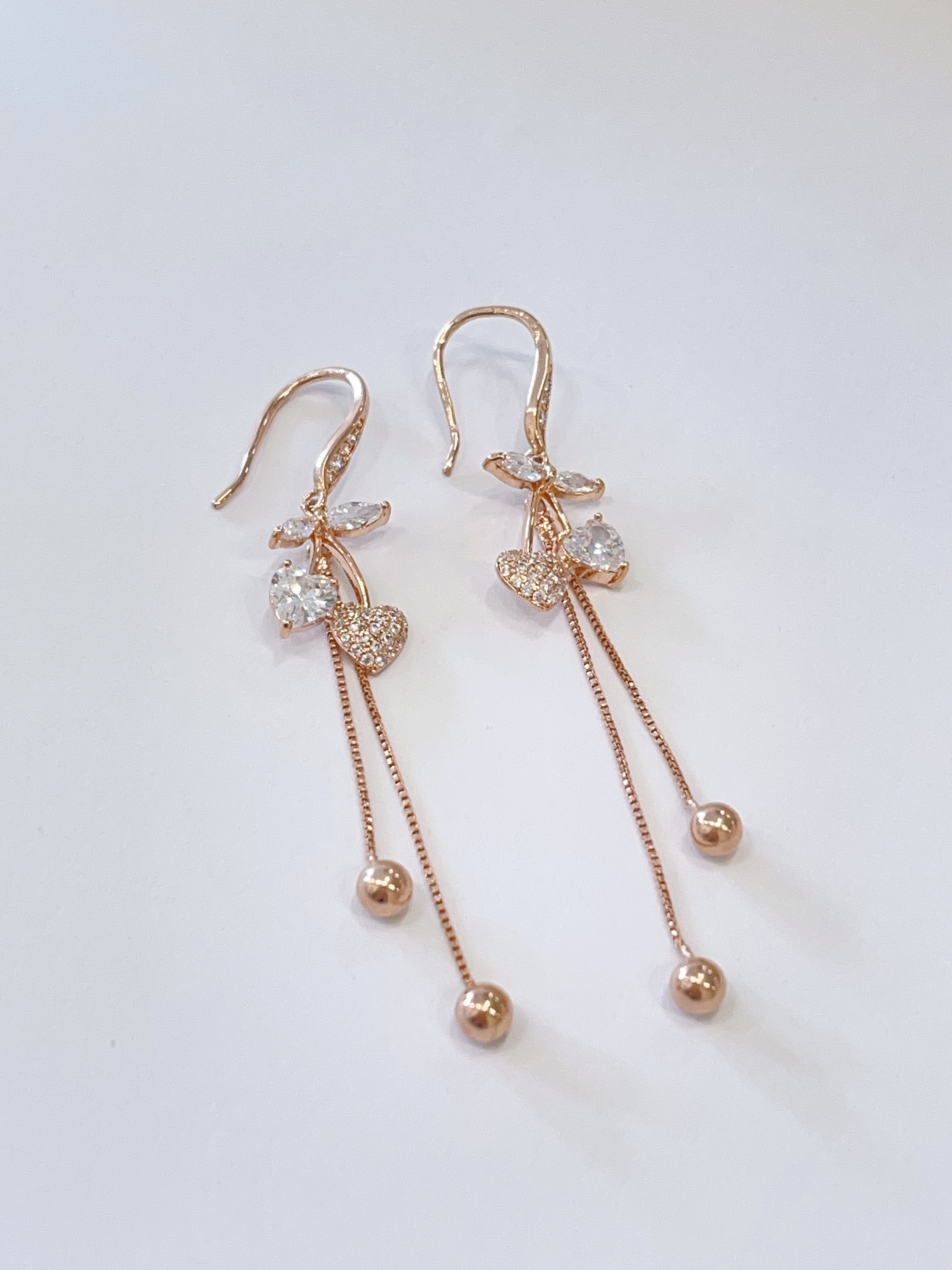 简约爱心小钻长流苏耳环