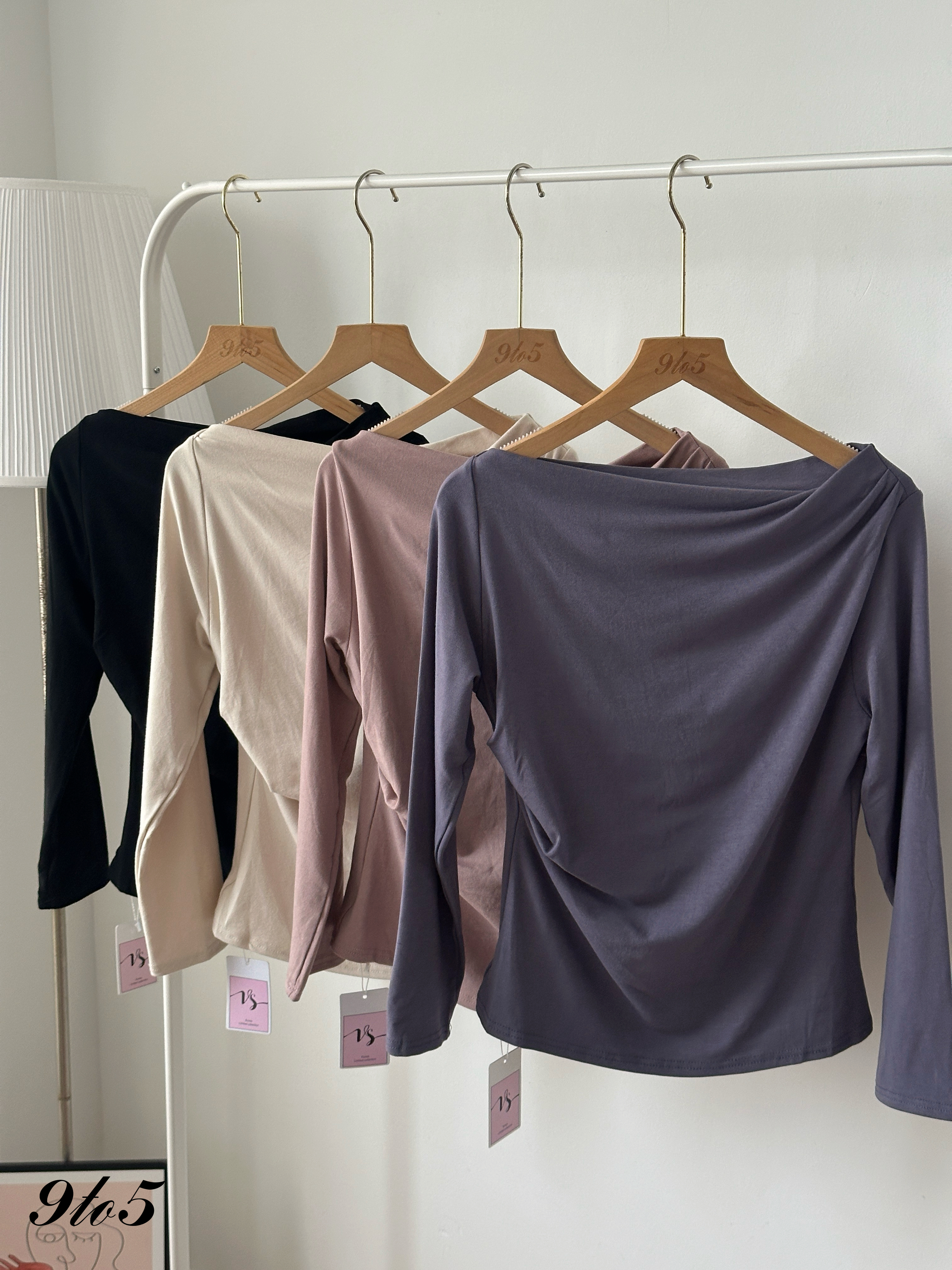 T4435 Long Sleeve Boat Neck Top - 4 Colors 