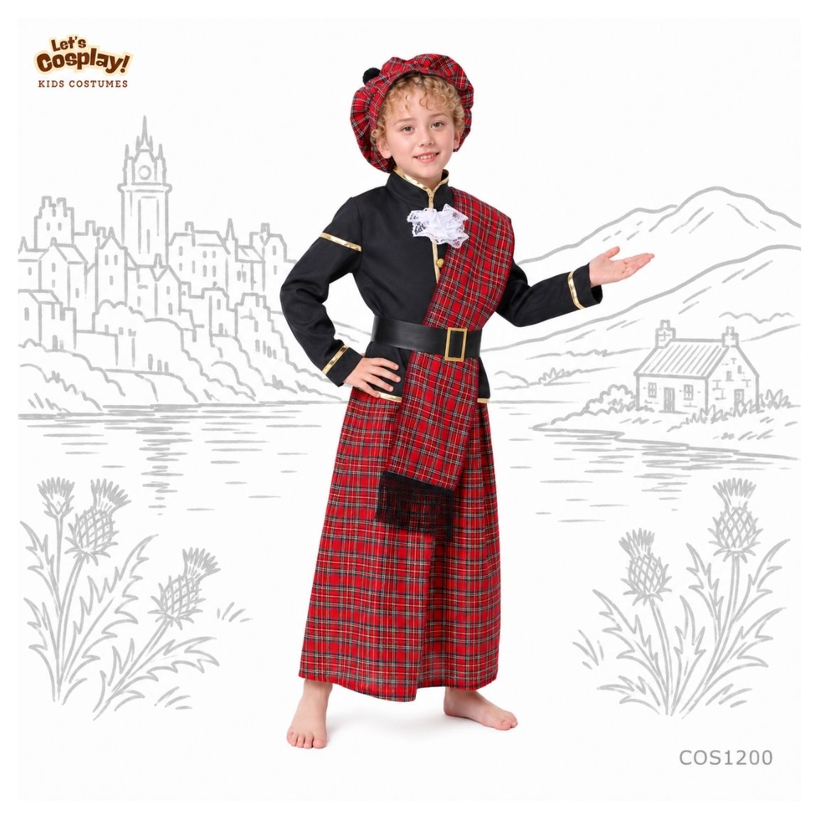 兒童蘇格蘭民族服｜男童紅格仔 Highland Costume｜International Day 國際民族服裝日表演服