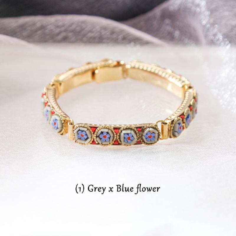 Vintage New Old Stock Mosaic Link Bracelet - Flower Blossom(FA204~FA209)