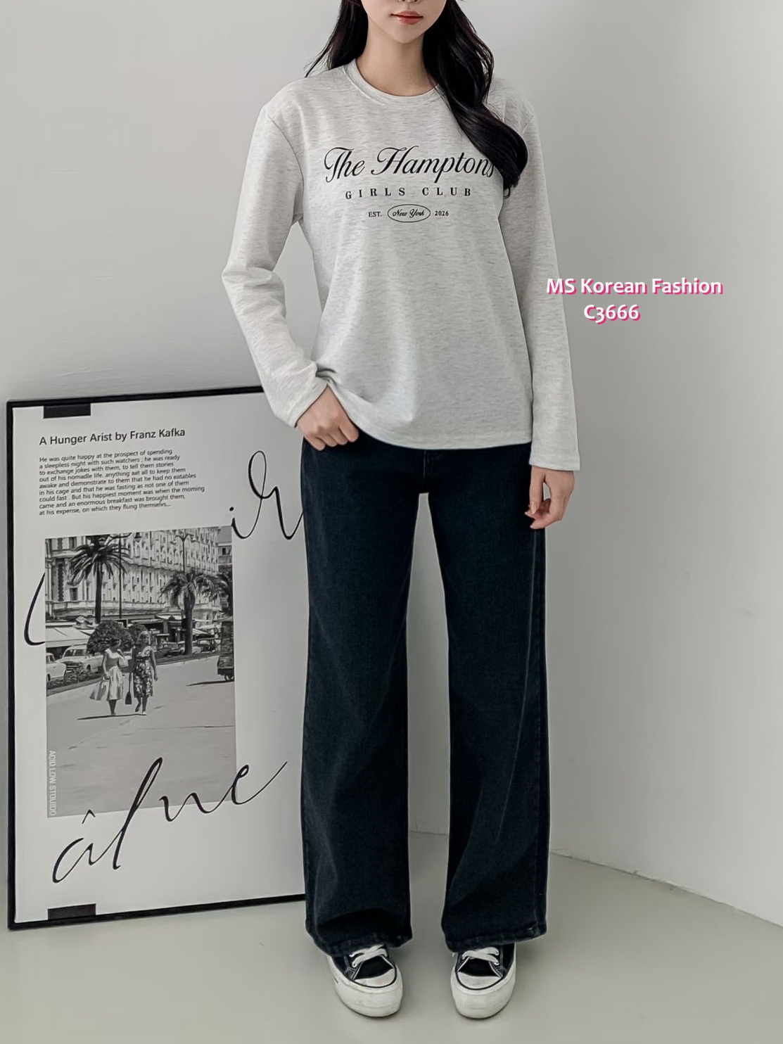 C3666 韓國🇰🇷簡約有款字母tee