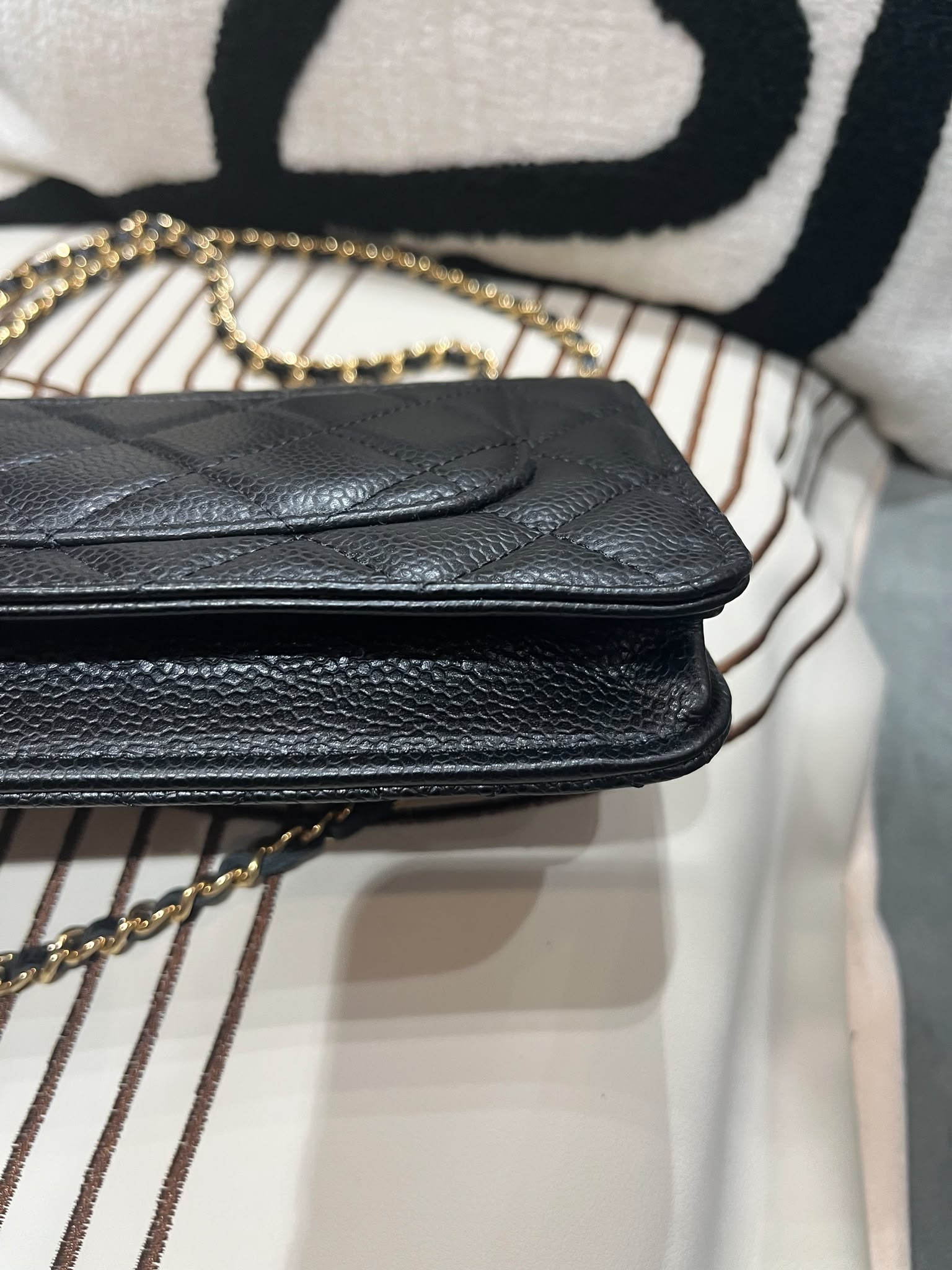 Chanel Wallet On Chain 黑色荔枝牛皮金鏈 100%Authentic, 99%New ✅晶片 ✅Dust bag ✅Box