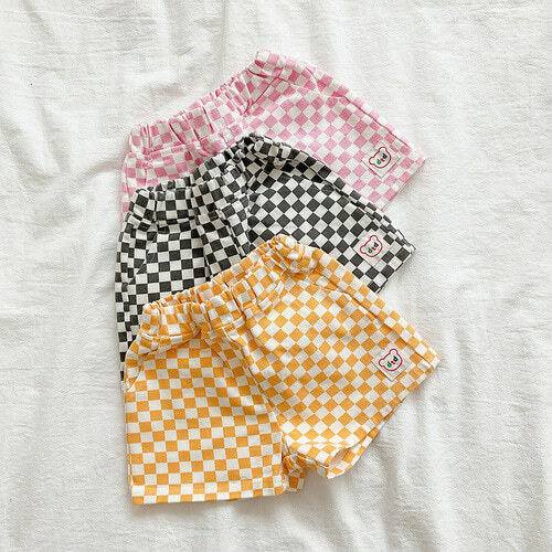dot to dot 拼色短袖T-shirt+格仔繽紛熊短褲